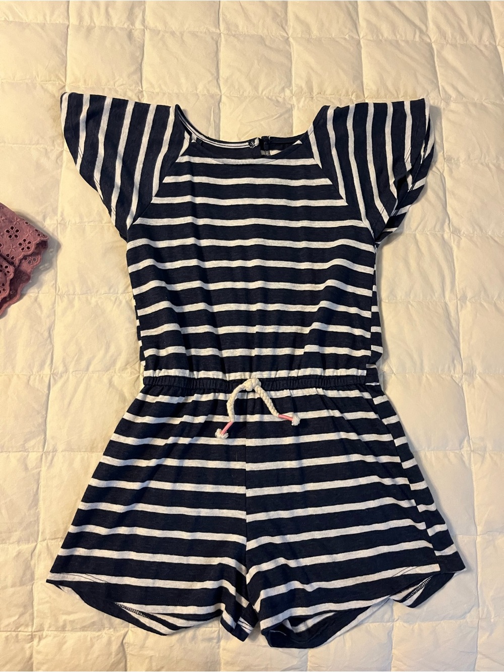 Old Navy Navy & White Striped Girls Romper